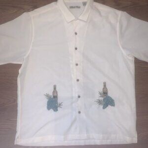 Batik Bay Men's Shirt Coconut White Color Hawaiian Button-Down Size XL Drinks